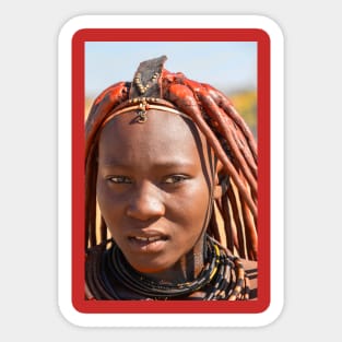 Namibia. Himba Tribe. Portrait of a Young Woman. Sticker